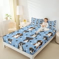 thumbnail image 4 of Homewish Cartoon Puppy Dog Full Size Sheets,Kawaii Dog Paw Bed Sheets,Blue Black Sheet Sets For Girl Kids,Breathable Home Decor,4-Piece, 4 of 7