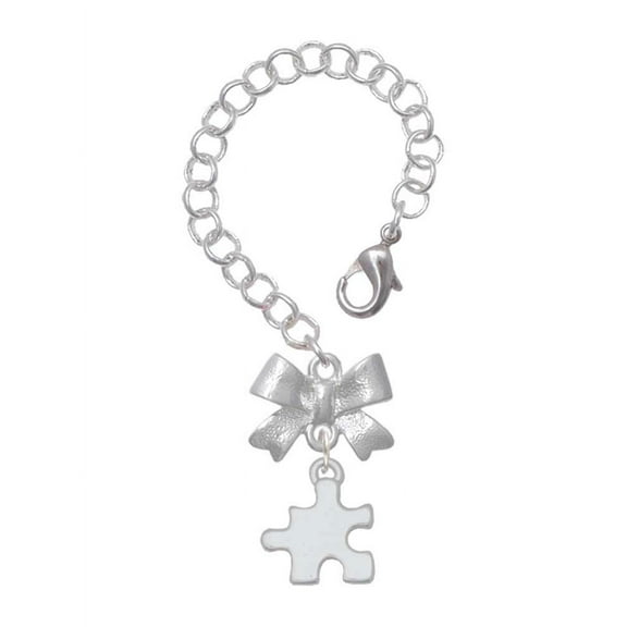 Delight Jewelry Silvertone Puzzle Piece - Silvertone Bow Charm Accessory for Tumblers and Thermal Cups