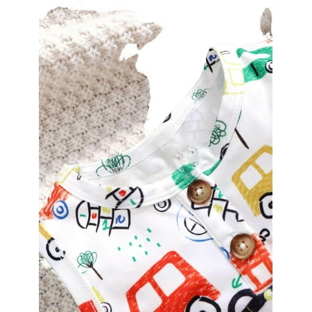 

Casual Car Print Round Neck Tank Sleeveless White Baby Bodysuits (Baby s)