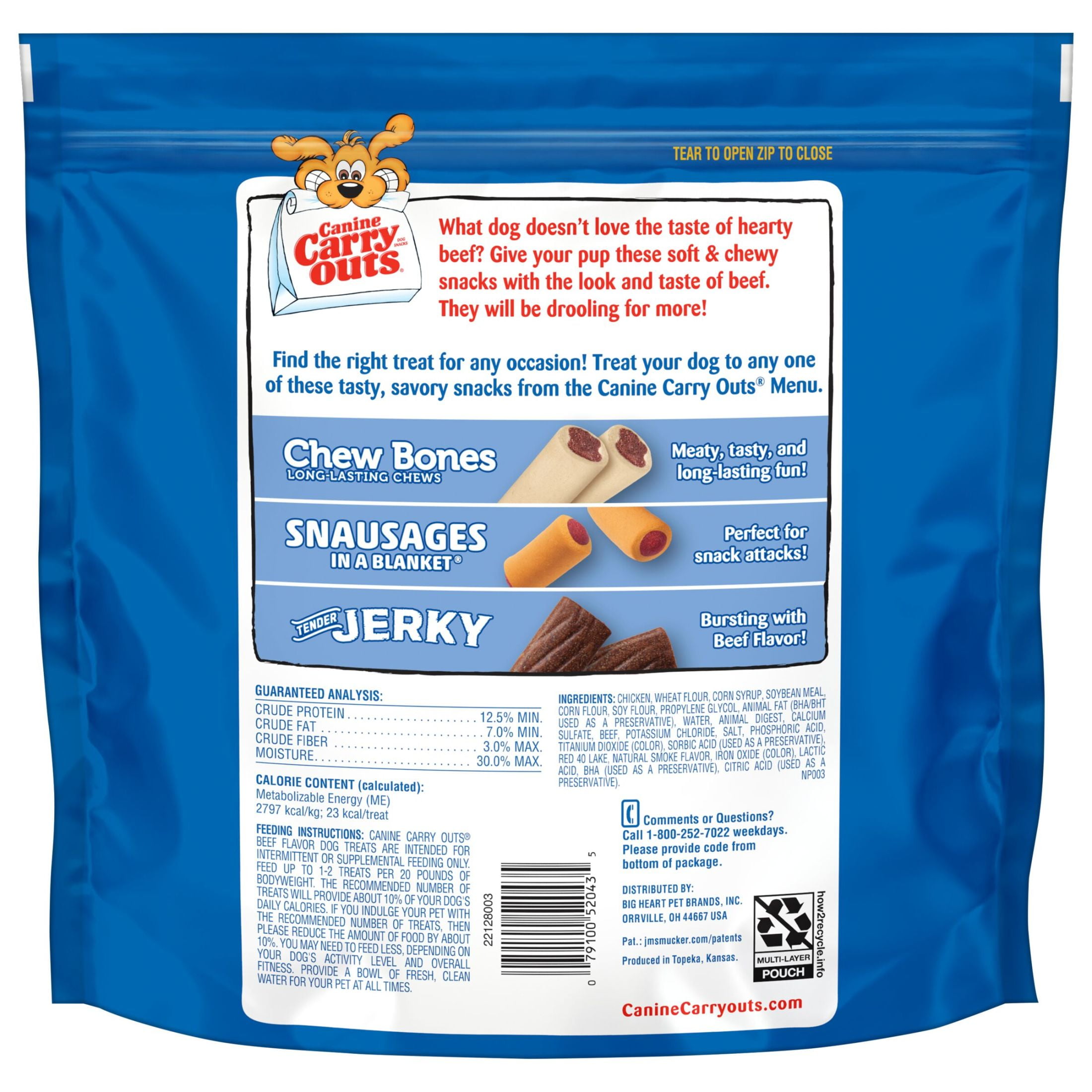 (4 pack) Canine Carry Outs Beef Flavor Dog Treats, 47oz Bag