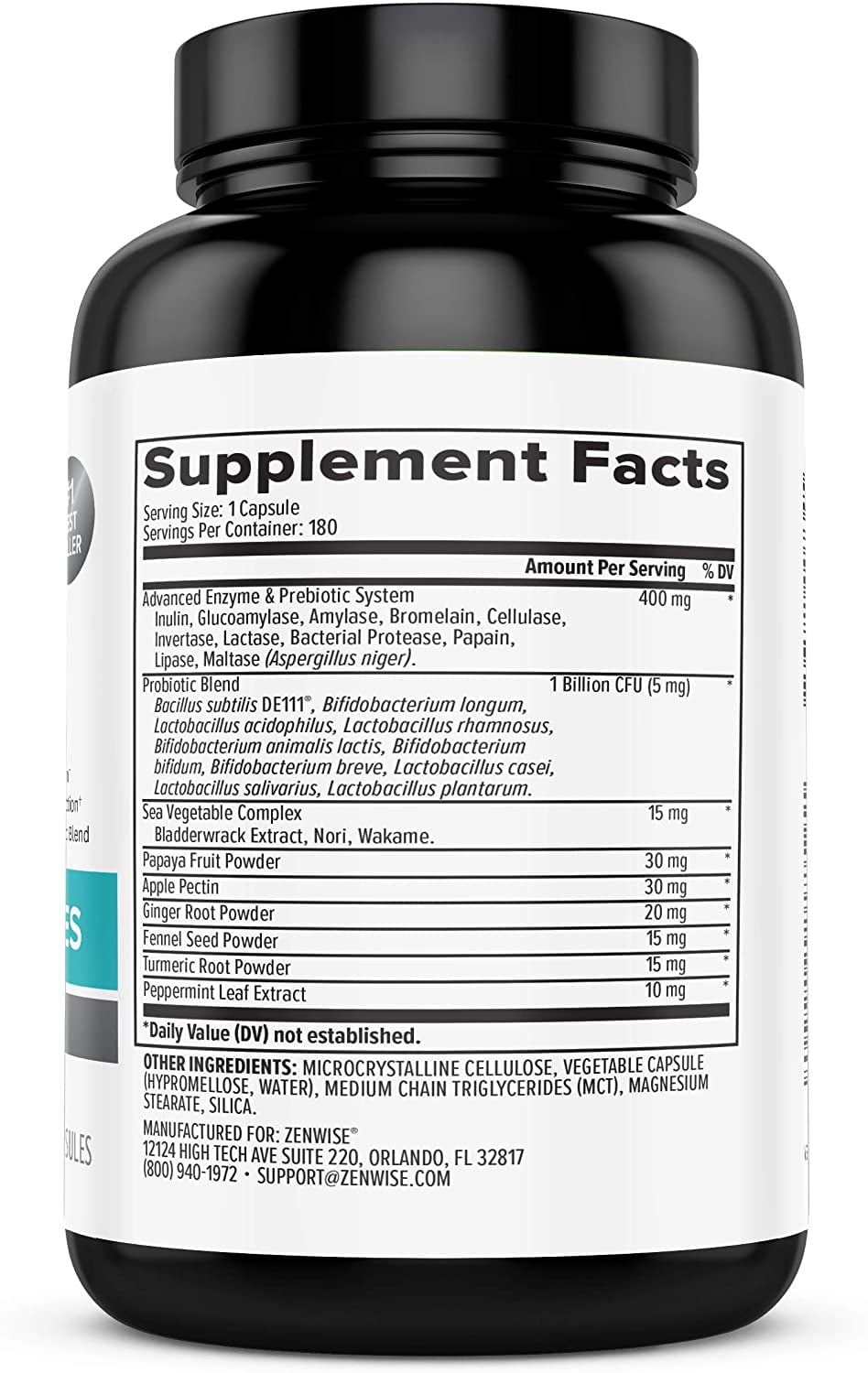 Zenwise Health Digestive Enzymes Plus Prebiotics Probiotics Supplement 180 Servings Vegan Formula For Better Digestion Lactose Absorption With Amylase Bromelain 2 Month Supply Walmart Com