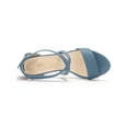 thumbnail image 4 of BLISSFUL STEP Women's Open Toe Cross Strap Mid Block Heel Sandals Haze Blue 10, 4 of 7
