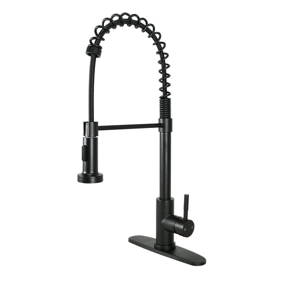 Better Homes & Gardens Elmont Single Handle Pull-Down Kitchen Faucet with Spring Neck, Matte Black