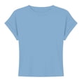 thumbnail image 3 of Trendfront Womens Short Sleeve Crewneck T Shirts Plain Solid Color Basic Tee Minimalist Slim Fit Sleeve Summer Casual Layering Tops, 3 of 3