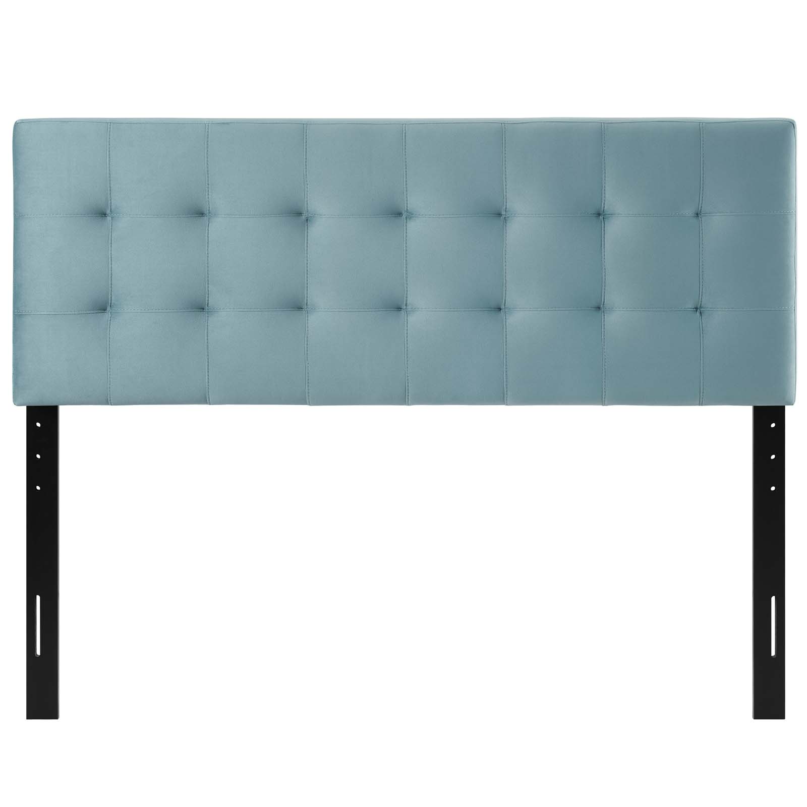 Contemporary Modern Urban Designer Bedroom Queen Size Tufted Headboard, Velvet Fabric, Light Blue