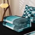 thumbnail image 6 of Homewish Blue Ombre Checkerboard Zipper Queen Comforter Set with Fitted Sheet and 2 Pillowcases,Abstract Grunge Zipper Bedding Set,Black Reversible,4pcs, 6 of 8