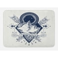 thumbnail image 1 of Adventure Bath Mat, Mountains in Boho Tattoo Style with Crossed Arrows and Astrological Symbols, Non-Slip Plush Mat Bathroom Kitchen Laundry Room Decor, 29.5 X 17.5 Inches, Dark Blue White, Ambesonne, 1 of 2