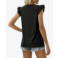 thumbnail image 6 of Brglopf Women's Elegant Eyelet Tops Ruffle Trim Mock Neck Sleeveless Tank Shirt Casual Loose Fit Blouse Office Work Top, 6 of 6