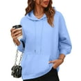 thumbnail image 5 of KDDYLITQ Womens Hoodies Fleece Drawstring Sweatshirts Y2k Hooded Trendy Pullover Tops 2025 Casual Loose Fit Clothes with Pocket Light Blue XL, 5 of 5