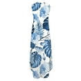 thumbnail image 4 of Wycnly Dresses for Women 2024 Loose Pocket Beach Boho Side Slit Shift Sun Dresses Sleeveless Crewneck Leaves Print Summer Maxi Casual Dress Light Blue S, 4 of 5
