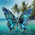 thumbnail image 6 of Iridescent Blue Butterfly Acrylic Hanging Ornament, Flat Printed Wall Decor, Lightweight Art Pendant, Exquisite Home Gift for Living Room, Window and Wall Display, 6 of 7