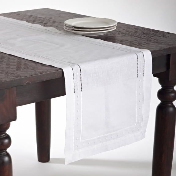 Saro Lifestyle Embroidered and Hemstitched Table Runner