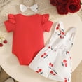 thumbnail image 7 of Sopiago Newborn Baby Girl Clothes Infant Romper Floral Suspender Shorts Ruffle Sleeve 2PCS Onesie Outfit Jumpsuit Summer Autumn（Red,12-18 Months）, 7 of 7