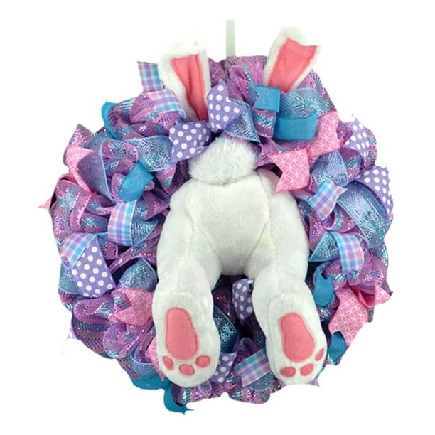 Billuyoard Adorno de conejito de Pascua Puerta de pared de Pascua Guirnalda colgante Decoración de flores de Pascua para el Festival de primavera Kits de decoración para fiestas No.2 Billuyoard HA045242-02