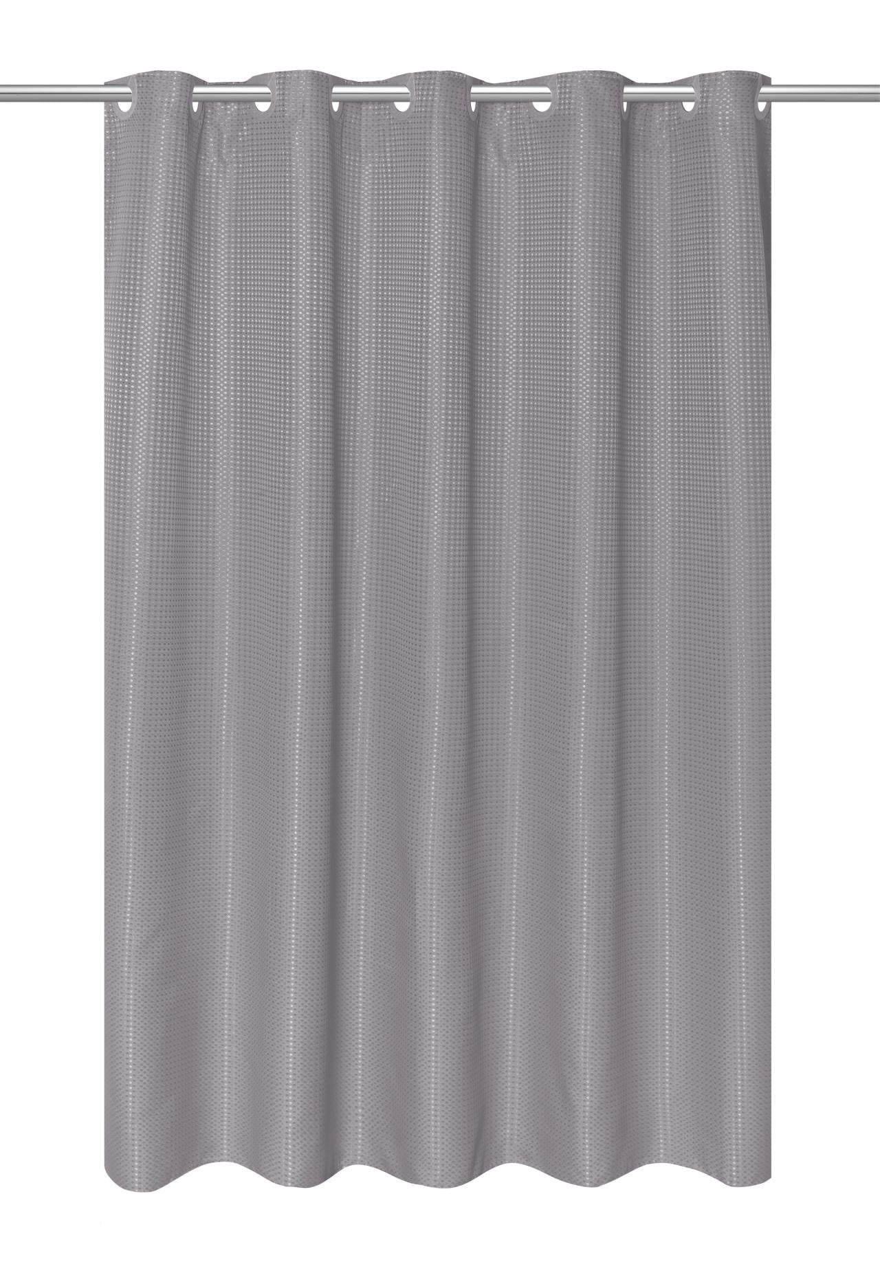 EZON Hookless Dobby Heavy Fabric Shower Curtain With Liner Gray