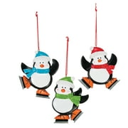 Fun Express Skating Penguins Multi-color Resin Figurine Ornaments, 12 Count