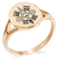 thumbnail image 1 of Stainless Steel Aztec Ollin Third Eye Rune Minimalist Oval Top Polished Statement Signet Ring, 1 of 1