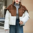 thumbnail image 2 of Fashion Winter Warm Hooded Coats for Womens Plus Size Short Down Jacket With Double Pockets Long Sleeves Without A Hat And A Flip Collar Casual Outwear, 2 of 7