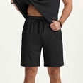 thumbnail image 5 of Men Gym Shorts Men's Jacquard Casual Shorts with Pocket, Drawstring Elastic Waist Loose Shorts, Summer Casual Versatile Shorts Daily Black L, 5 of 9