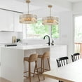 thumbnail image 6 of Modern Crystal Drum Chandelier, 6-Light Pendant Lighting Fixture with Golden Metal Frame for Living Room, Dining Room, and Bedroom (Bulbs Not Included), 6 of 10