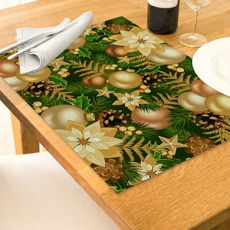 

Xubond Christmas Christmas Table Placemats Rustic Vintage Washable Mats Kitchen Supplies Room Decor Placemats