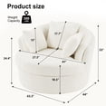 thumbnail image 5 of BRILHAMEZ Modern Oversized 360° Swivel Accent Chair, Lambswool Fabric Round Cuddle Chair Single Sofa Lounge Chair for Living Room, White, 5 of 7