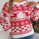 thumbnail image 4 of Suéter de cuello redondo para mujer, estampado navideño, cuello redondo, manga larga, suéter de punto, blusa para mujer, blusa de poliéster, 4 of 6