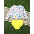 thumbnail image 3 of Baby Girls' Dinosaur Print Raglan Long Sleeve Rash Guard Swimsuit, 3 of 4