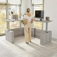 thumbnail image 2 of Stratus 72W x 78D L Shaped Standing Desk in Platinum Gray - Engineered Wood, 2 of 8