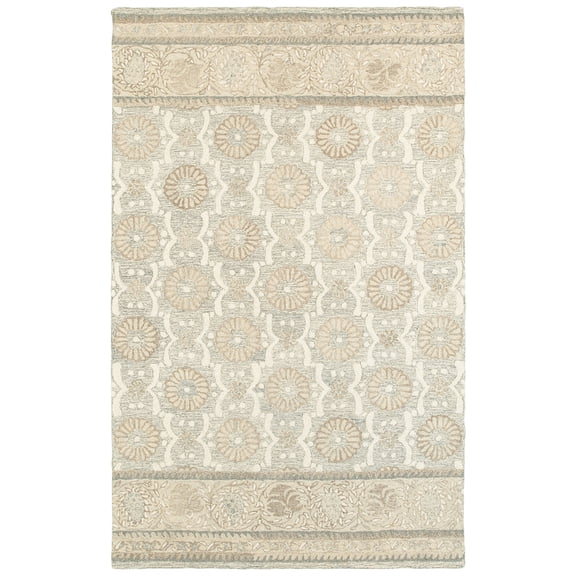 Moretti Deck Area Rug 93002 Ash Rings Circles 10' x 13' Rectangle
