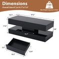 thumbnail image 5 of JOIVI LED Coffee Table with 2 Storage Drawers, 47" High Gloss Coffee Table, 2 Tiers Rectangle Center Table, 16-Color LED Lights, Black, 5 of 8