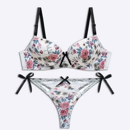 

Fashion Women With Steel Rings Print Underwear Ladies Lntimates Set Lingerie Sets
