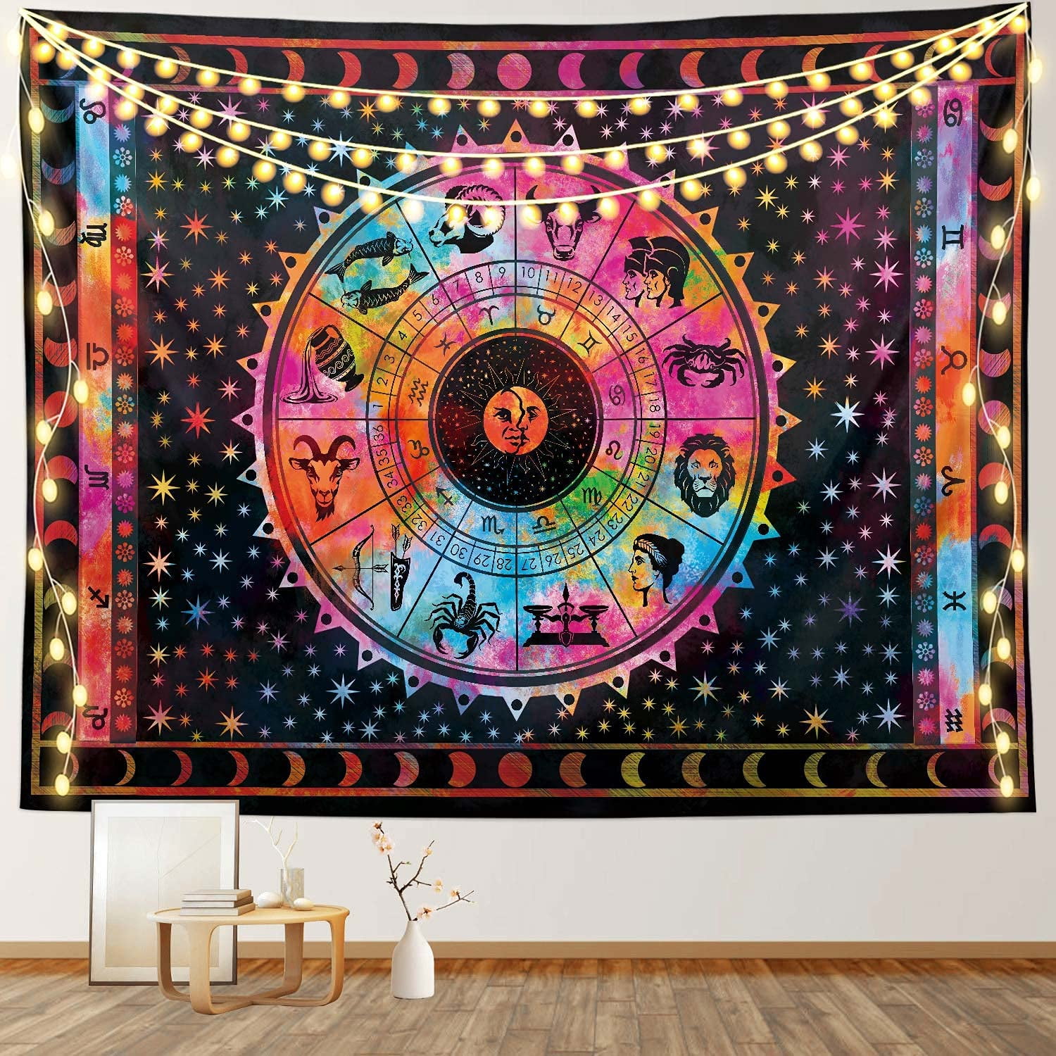 Details about   Astrology Wall Hanging Small Tapestry Indian Tie Dye Zodiac Mandala Hippie Throw 