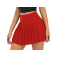 thumbnail image 1 of hirigin Women Solid Color Workout Skirt, Elastic High Waist Ruched Quick-Drying Athletic Skirts with Invisible Pockets Shorts, 1 of 2