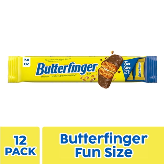 Butterfinger Fun Size Candy Bars, Crispety Crunchety Peanut-Buttery, Individually Wrapped, 12 Count Tray Pack, 7.8 oz