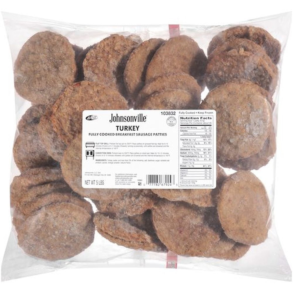 Johnsonville Fully Cooked Turkey Breakfast Sausage Patty, 5 Pound Bag