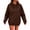 Coffee, variant on Women's Pullover Hoodie, Solid Long Sleeve Sweatshirt with Drawstring Hood and Kangaroo Pocket