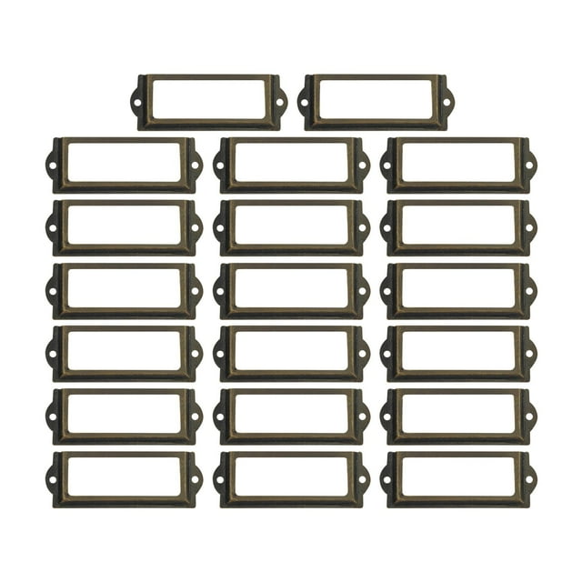 GUOOL 20x File Label Holder Metal Frame Handle Drawer Tag Pull Hardware for Drawer Box Bronze