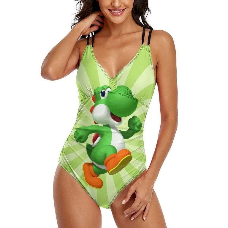 ネットオフ 送料得店 Super Mario Yoshi Womens One-Pieces Swimsuit Sexy CirssCross Clothing