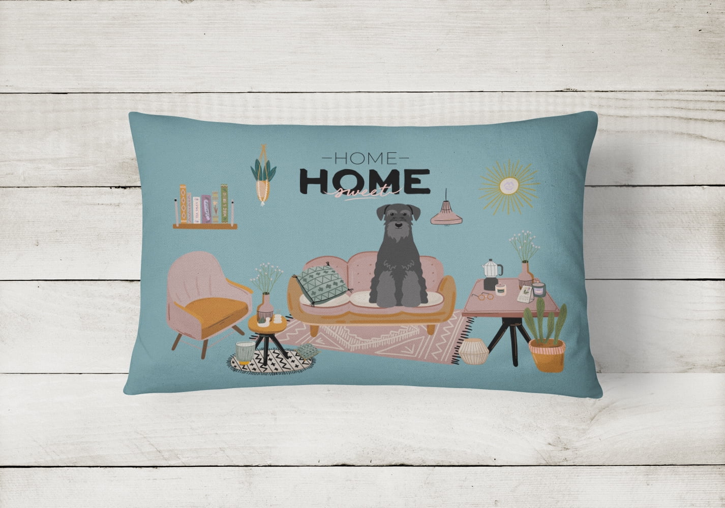 Caroline's Treasures CK7877PW1216 Black Standard Schnauzer Sweet Home Canvas Fabric Decorative Pillow, 12H x16W,