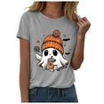 thumbnail image 4 of enyan Shirt Fall Tee Shirt Funny Tee Pumpkin Graphic Cute Ghost Clothes Halloween T-Shirts Ladies Halloween Shirts Light Gray,XXL, 4 of 6