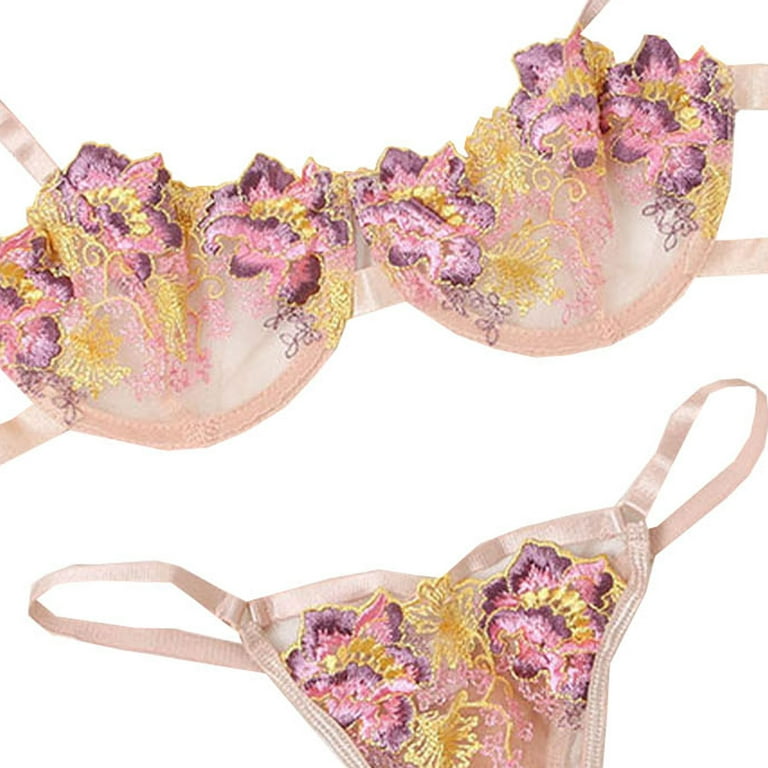 Sexy Lingerie Set For Women Floral Embroidery See Through Sexy Bra And  Panty Sets Exotic Underwear Boudoir Outfits Babydoll Women'S Lingerie  (Pink,S) at  Women's Clothing store