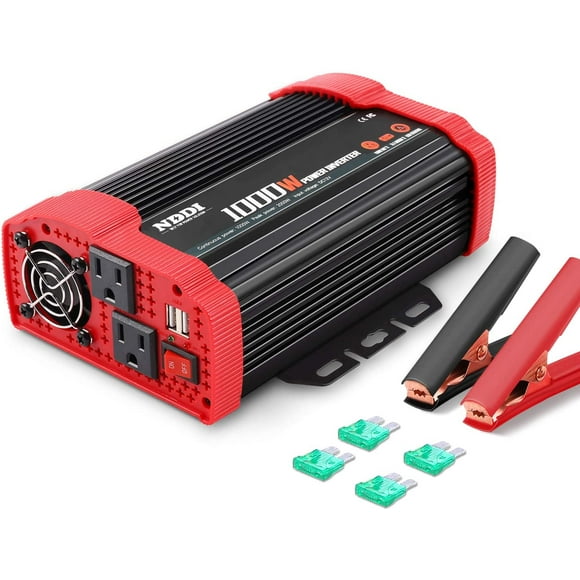 NDDI 1000W Car Power Inverter 12V DC to 110V AC Converter with Dual AC Outlets and 3.1A Quick Charging USB Port Car Adapter
