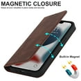 thumbnail image 2 of Feishell Wallet Case for iPhone 14 Plus,Built-in Magnet Compatible with Magsafe Charger,Premium PU Leather Magnetic Closure Flip Holder RFID Blocking Card Slots Anti-falling Phone Cover,Coffee, 2 of 12