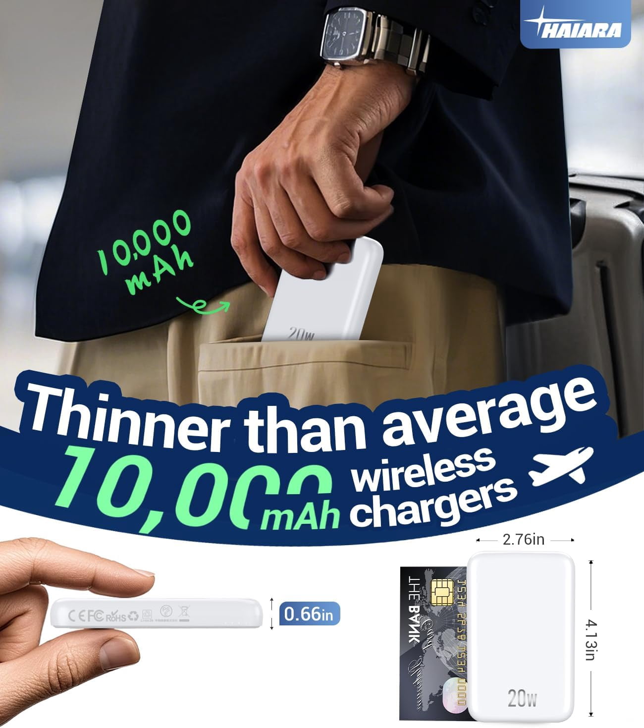 Portable Charger for Magsafe Power Bank - 10000mAh Magnetic Phone Charger, USB-C 22W PD Fast Charging, Slim Wireless Battery Pack for iPhone 17/16/15/14/13 Series,for Travel Cruise Essentials-Pearl