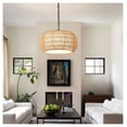 thumbnail image 3 of 18" Farmhouse Pendant Light, Woven Jute Rope Chandelier, Adjustable Height, E26 Socket, Boho Ceiling Light Fixture for Dining Room, Bedroom - Bulb Not Included, 3 of 6