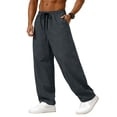 thumbnail image 2 of GrmtClth Mens Loose Fit Wide Leg Trousers Elastic Waist Drawstring Lightweight Breathable Casual Pants for Summer Vacation Dark Gray 2XL, 2 of 8
