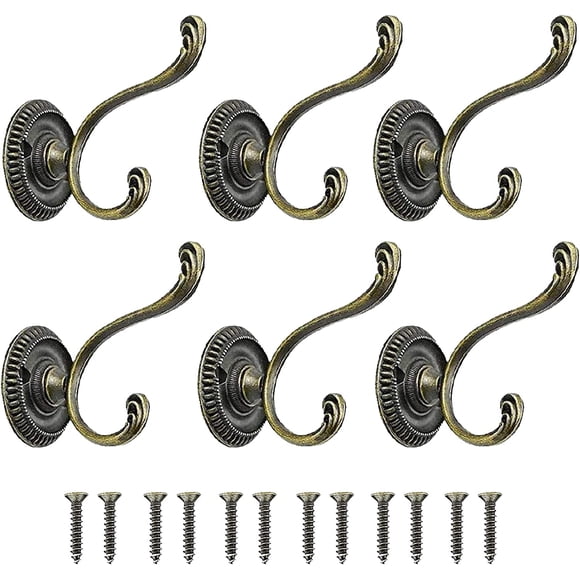 Pcs Retro Coat Hooks, Vintage Coat Hooks, Vintage Metal Door Hook Hat Hook, with 12 Screws Antique Bronze Vintage Hooks for Bathroom and Kitchen Coat Hooks