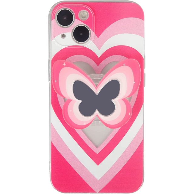Funda de mariposa roja compatible con iPhone 11, con bonito diseño de corazón, con soporte de mariposa roja 3D para mujeres y niñas.