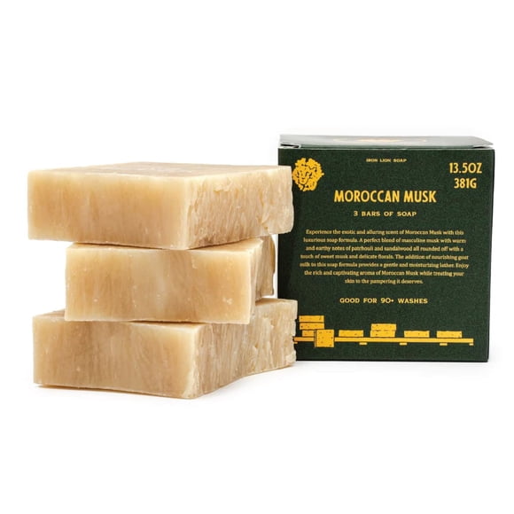 Jabón de león de hierro – Barra de jabón orgánico de almizcle marroquí – Hecho en Estados Unidos – Jabones de baño naturales para todo tipo de piel – Proceso en frío a base de plantas y hecho a mano –
